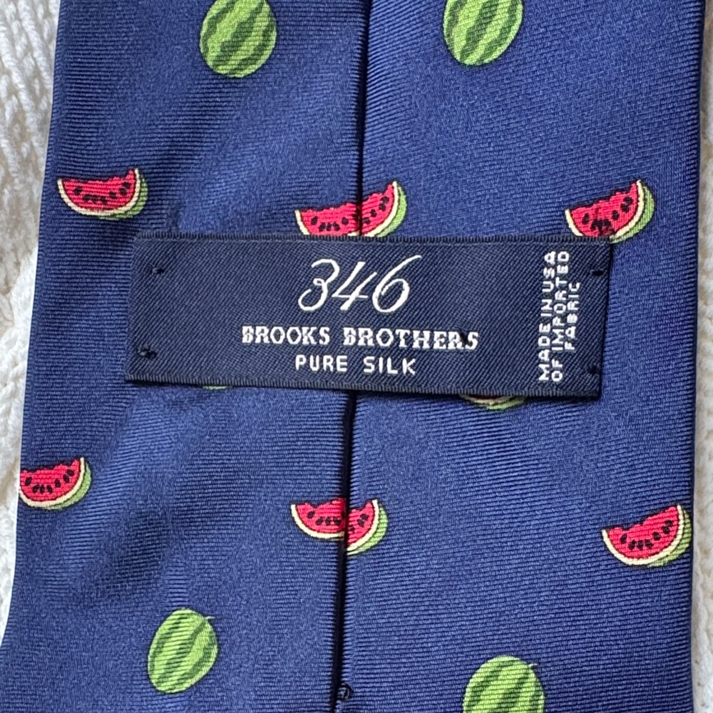Brooks Brothers 346 Blue Silk Tie with Watermelon Design